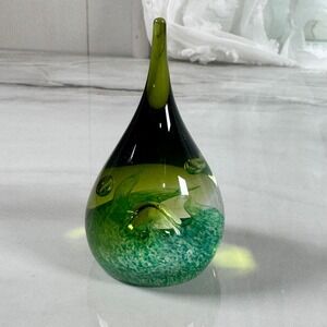 Caithness Scotland Moondrop Paperweight Art Glass Green Ring Holder Unsigned